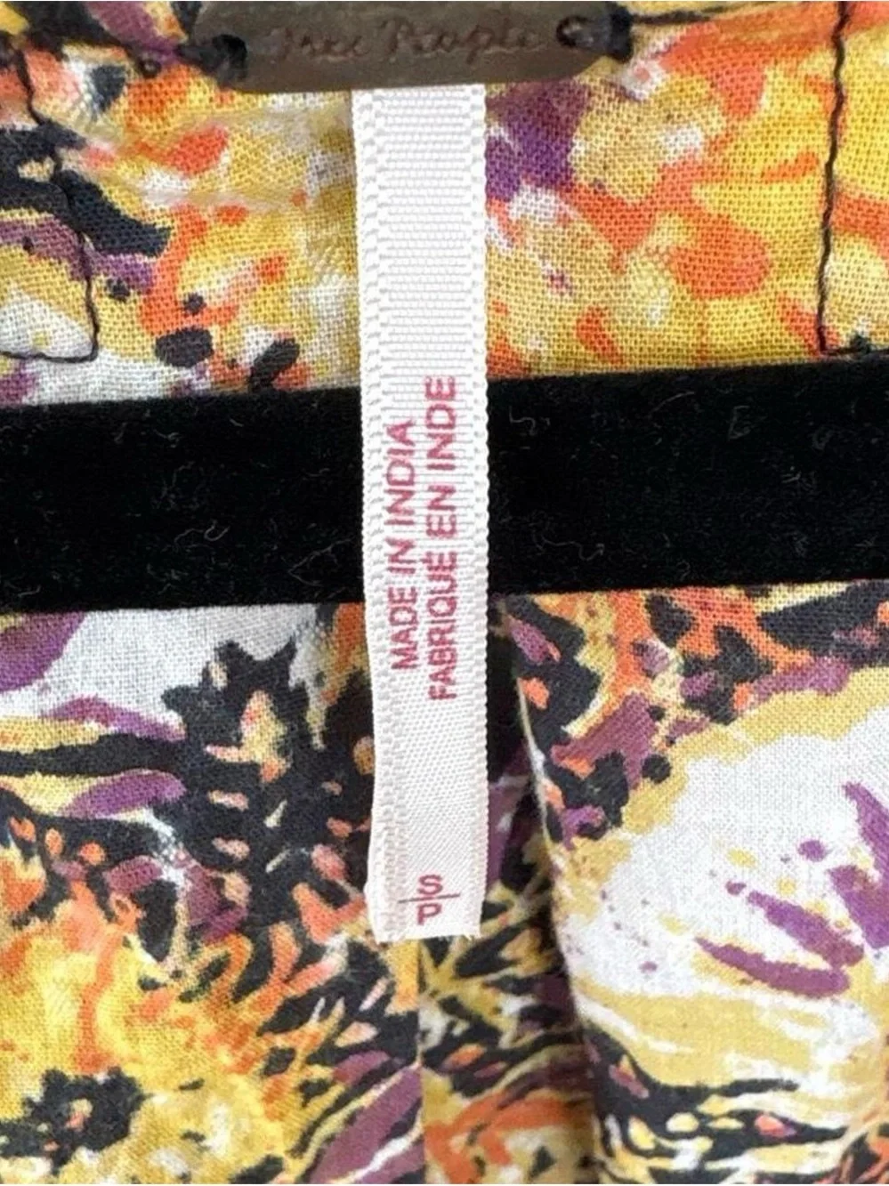 Free People Floral Tie-Front Blouse in Mustard and Purple